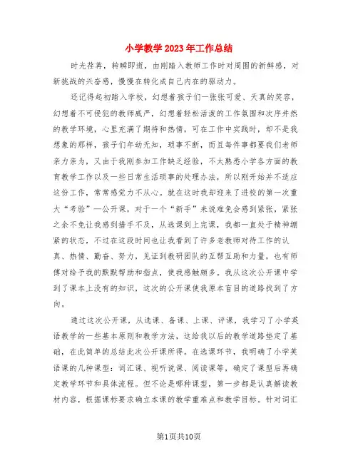 小学教学2023年工作总结(3篇)