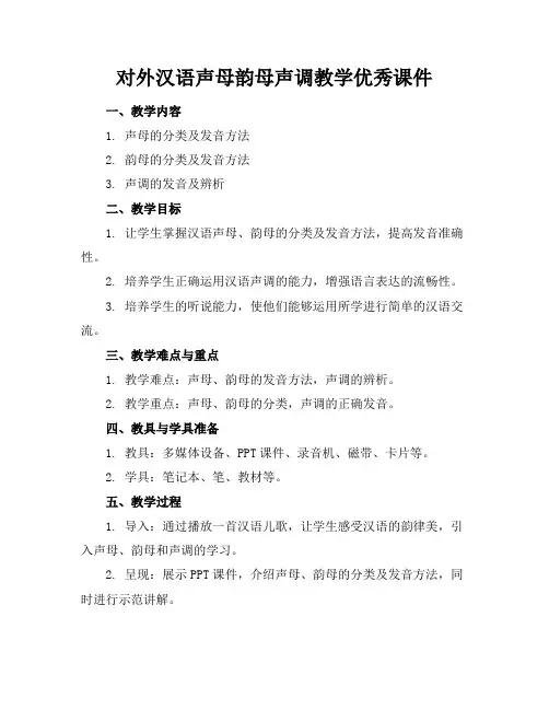 对外汉语声母韵母声调教学优秀课件