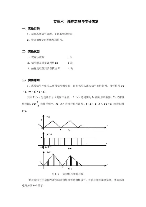 实验六抽样定理与信号恢复（有数据）