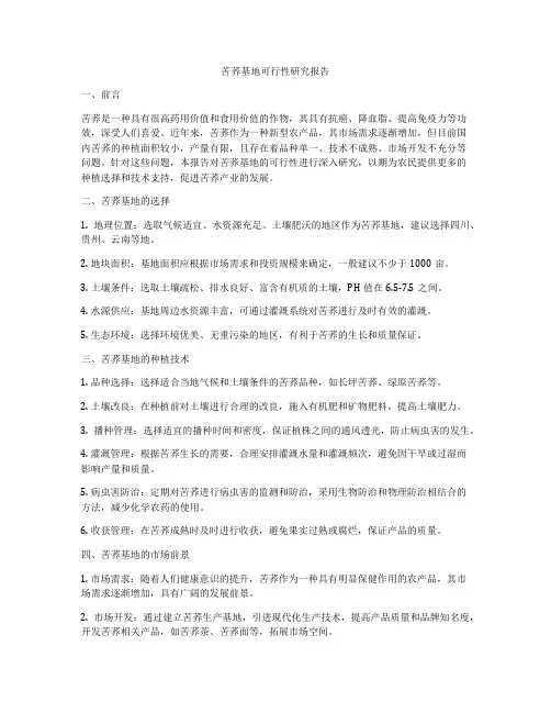 苦荞基地可行性研究报告