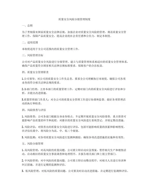 质量安全风险分级管理制度