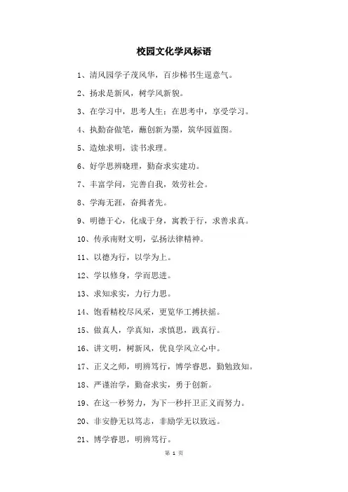 校园文化学风标语