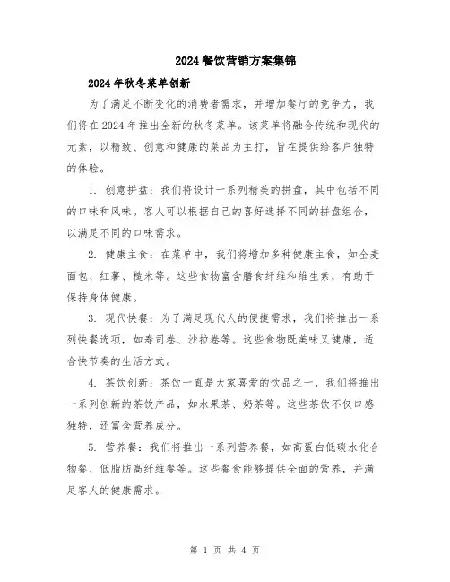 2024餐饮营销方案集锦