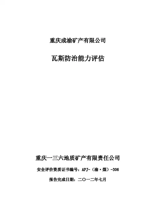 瓦斯防治能力评估报告(中介公司版本)