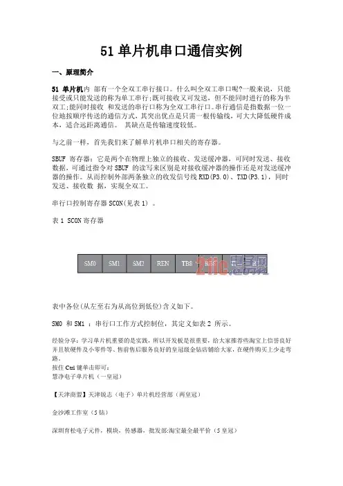 51单片机串口通信实例