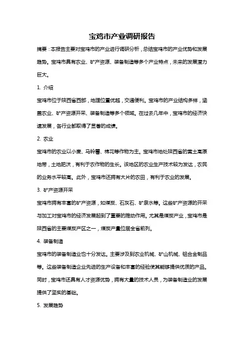 宝鸡市产业调研报告