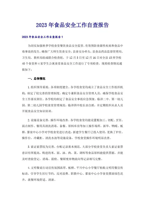 2023年食品安全工作自查报告_5