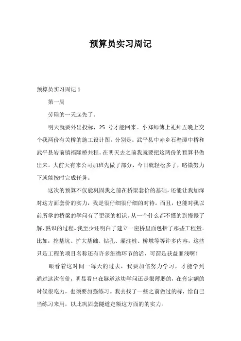 预算员实习周记