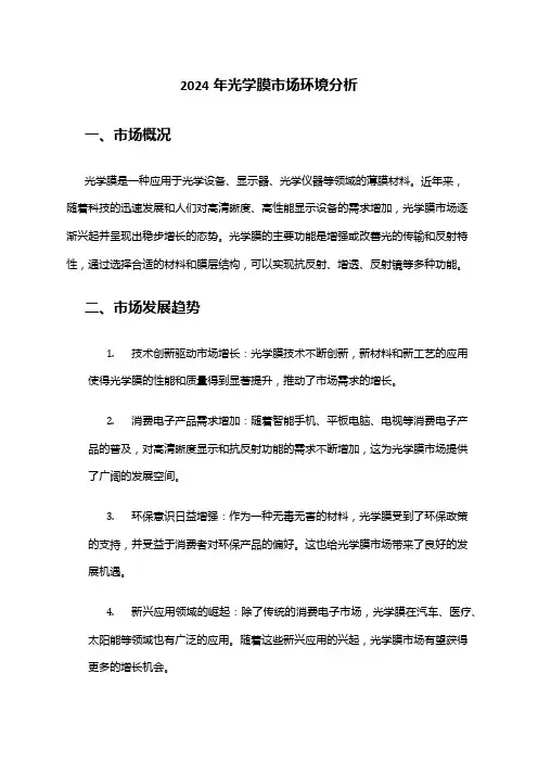 2024年光学膜市场环境分析