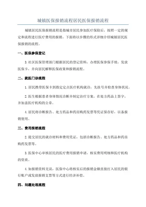 城镇医保报销流程居民医保报销流程