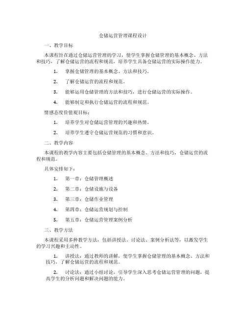 仓储运营管理课程设计