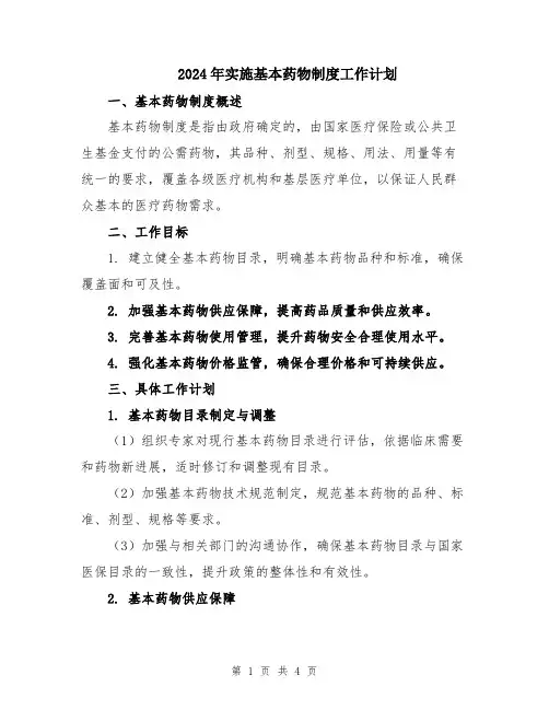 2024年实施基本药物制度工作计划