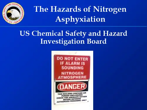 Nitrogen Asphyxiation Bulletin Training Presentation氮气窒息英语培训PPT课件