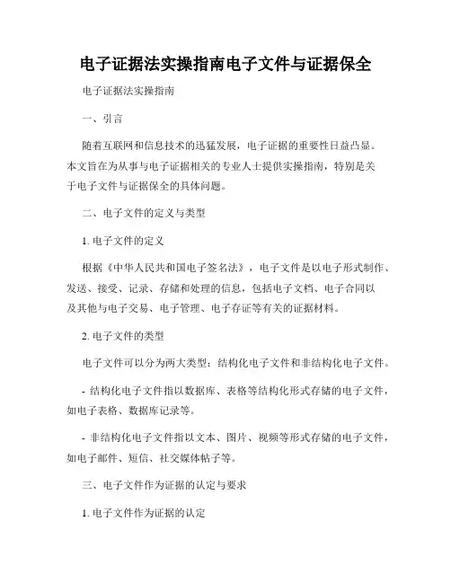 电子证据法实操指南电子文件与证据保全