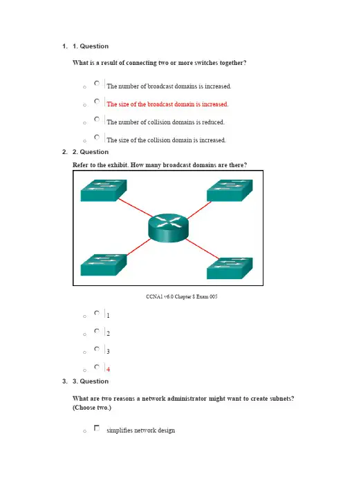 思科CCNA1第八章试题及答案英文版