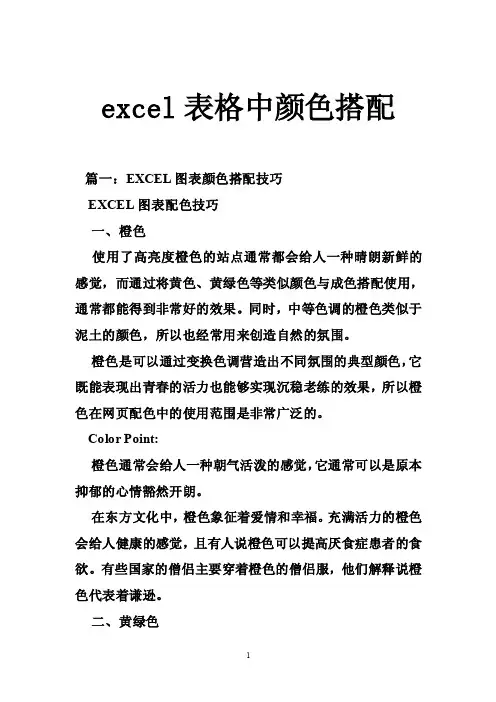 excel表格中颜色搭配