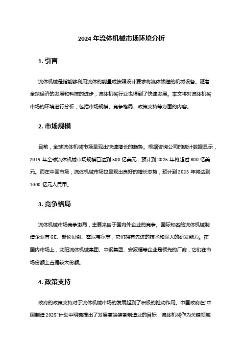 2024年流体机械市场环境分析