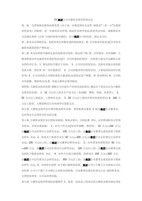 大额资金管理办法