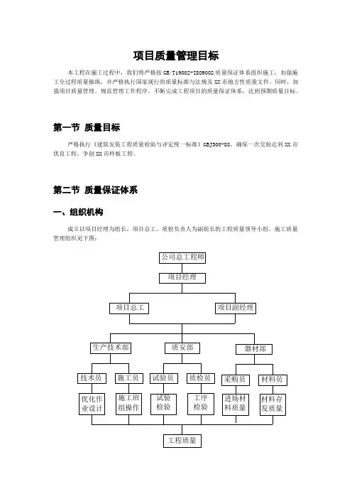 项目质量管理目标