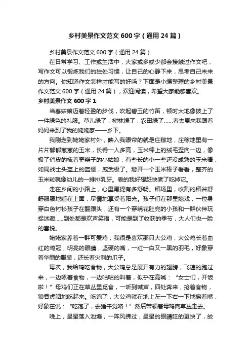乡村美景作文范文600字（通用24篇）
