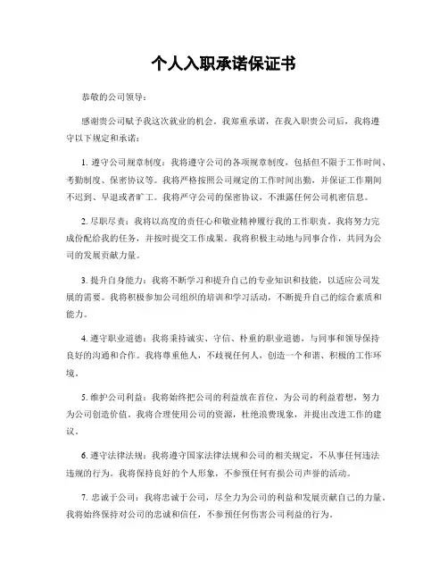 个人入职承诺保证书 (2)