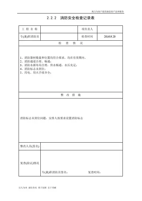 2.2.2  消防安全检查记录表
