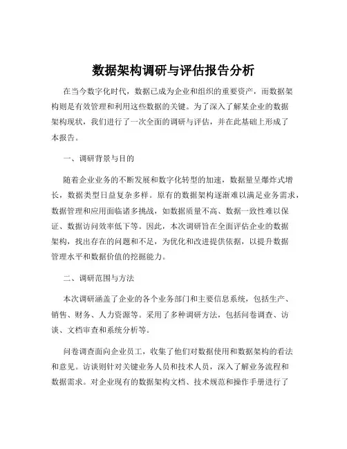 数据架构调研与评估报告分析