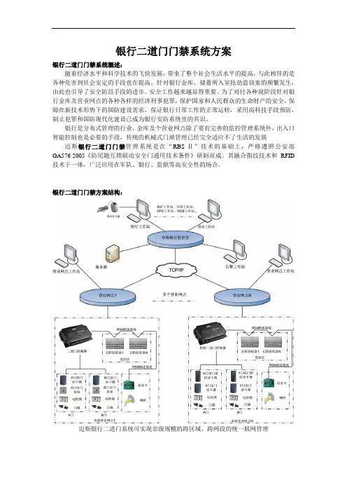 银行二道门门禁系统方案