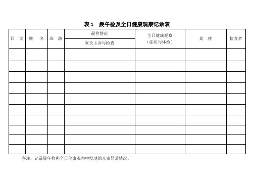 晨午检及全日健康观察记录表