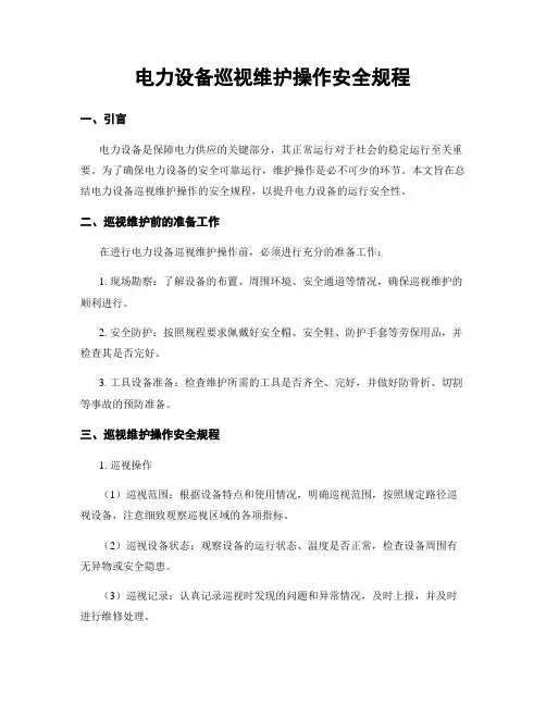 电力设备巡视维护操作安全规程