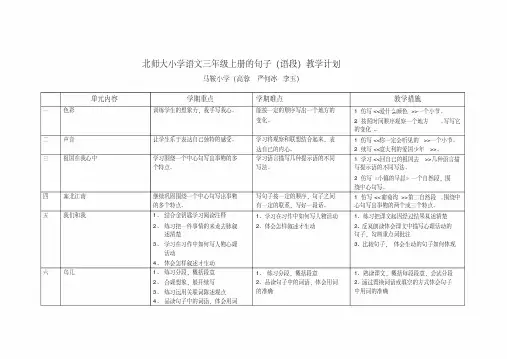 三年级单元内容(完整(