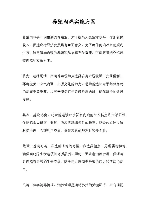 养殖肉鸡实施方案