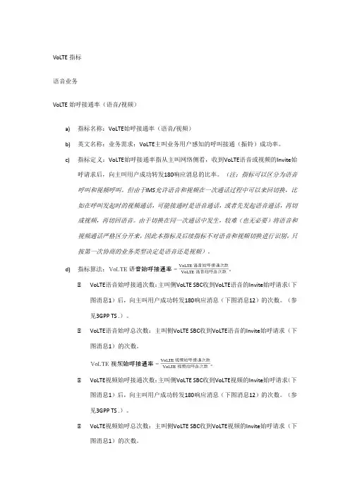 volte指标定义