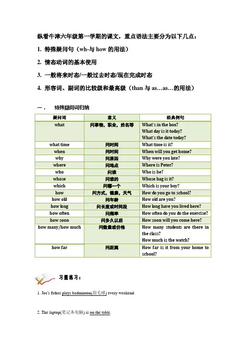 沪教版牛津英语六(上)语法点