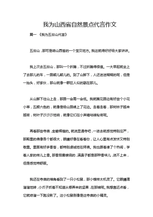 我为山西省自然景点代言作文