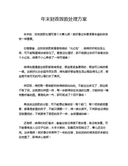 年末财政拨款处理方案