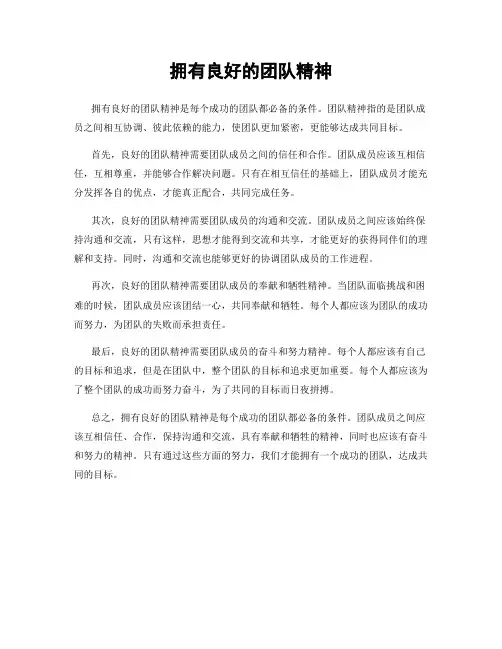 拥有良好的团队精神
