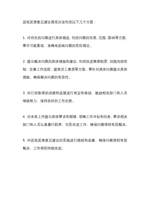 巡视反馈意见建议
