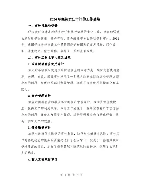 2024年经济责任审计的工作总结