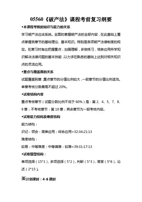 05560破产法考前复习要点
