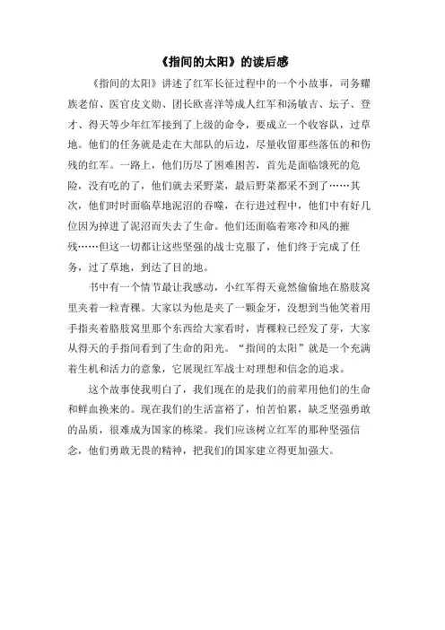 《指间的太阳》的读后感