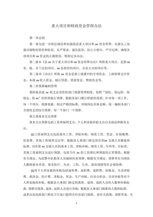 重大项目和财政资金管理办法