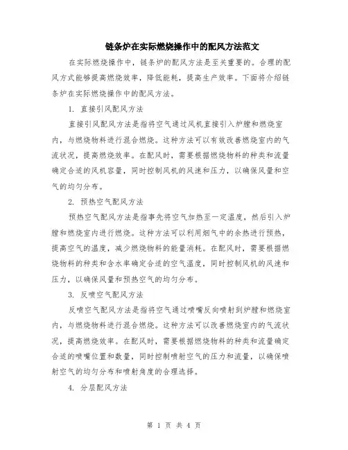 链条炉在实际燃烧操作中的配风方法范文（二篇）