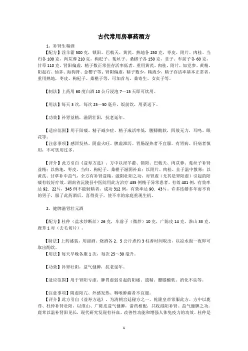 古代常用房事药酒方