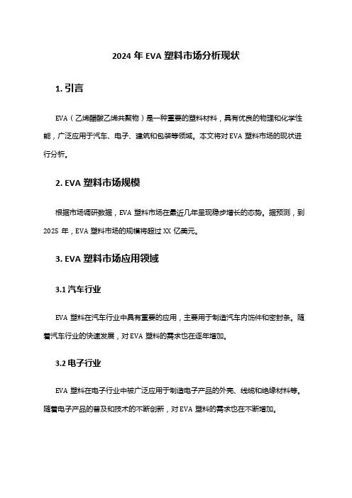 2024年EVA塑料市场分析现状