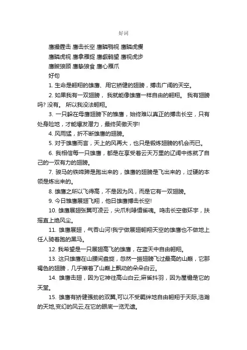 描写雄鹰的好词好句