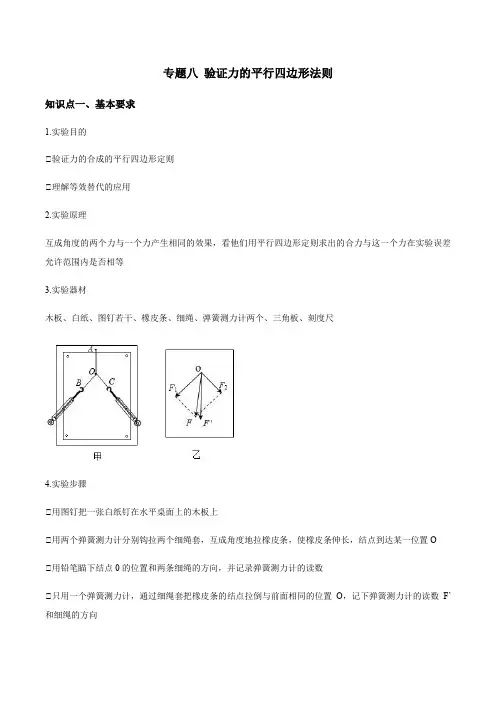 专题08 验证力的平行四边形法则—高考物理实验专题强化训练(原卷版)