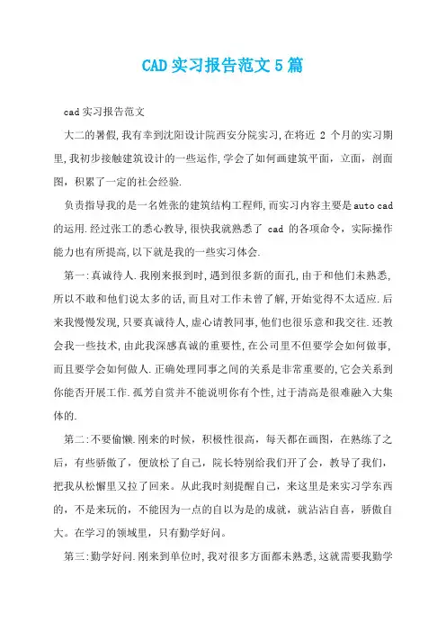 CAD实习报告范文5篇