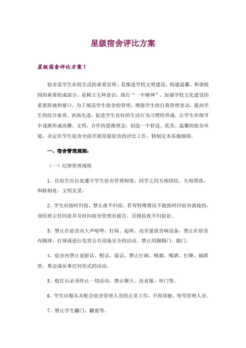 2024年星级宿舍评比方案