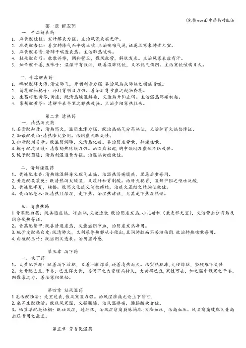 (完整word)中药药对配伍